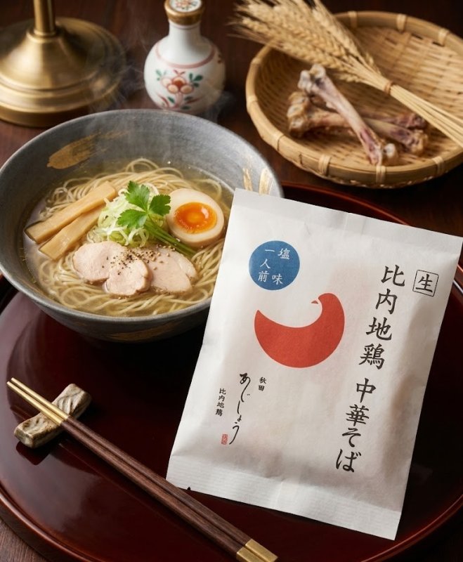 画像1: 比内地鶏中華そば　塩味（1人前）生麺 (1)